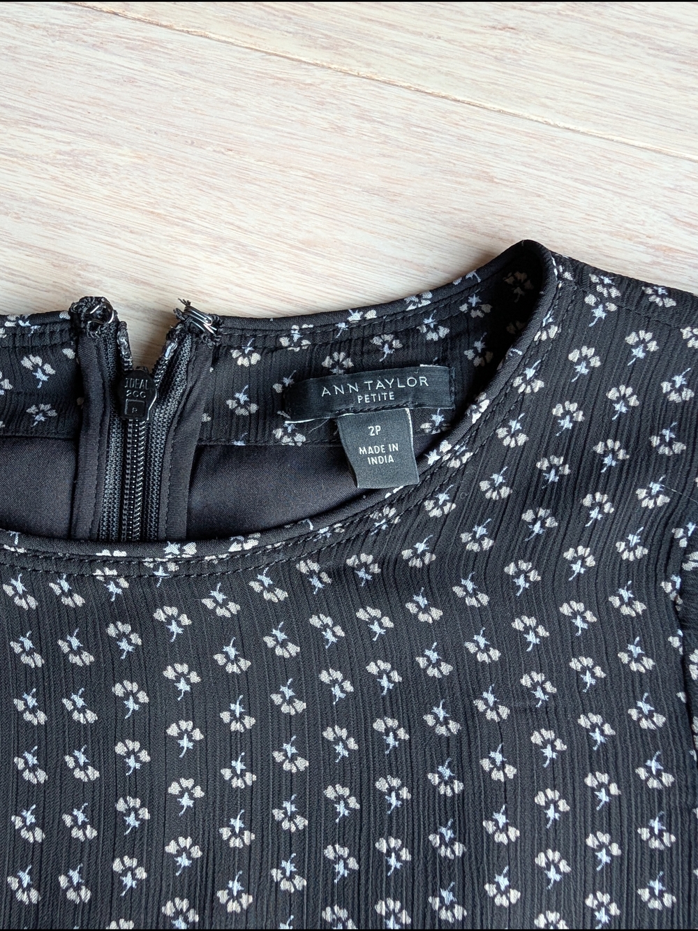 Ann Taylor Black Midi Dress with White Geo Dot Pattern - Picture 4 of 5